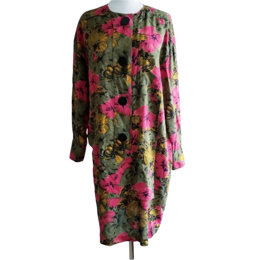 1980s Eneste, Made in USA, 100% Rayon Floral Dress